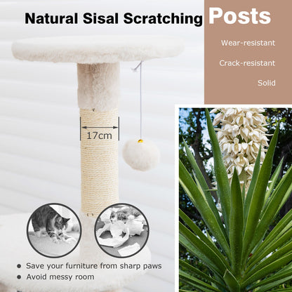 2-in-1 Cat Tree with Litter Box Enclosure &amp;amp; Sisal Scratching Posts-White