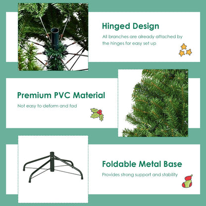 1.2M Pre-Lit Artificial Xmas Tree with Multicolor LED Lights & Metal Base