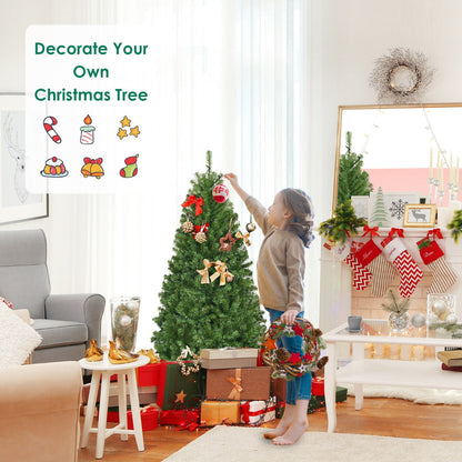 1.2M Pre-Lit Artificial Xmas Tree with Multicolor LED Lights & Metal Base