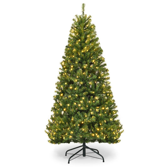 1.2M Pre-Lit Artificial Xmas Tree with Multicolor LED Lights & Metal Base
