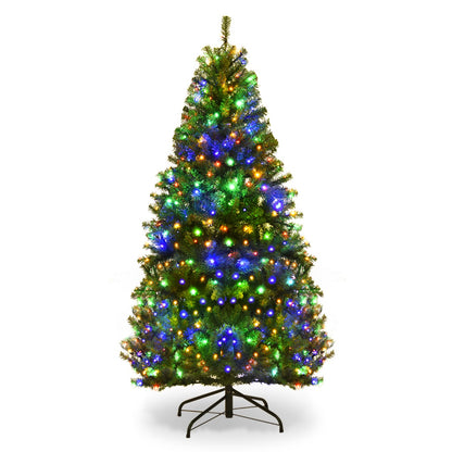 1.2M Pre-Lit Artificial Xmas Tree with Multicolor LED Lights & Metal Base