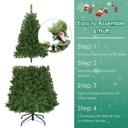 1.2M Pre-Lit Artificial Xmas Tree with Multicolor LED Lights & Metal Base