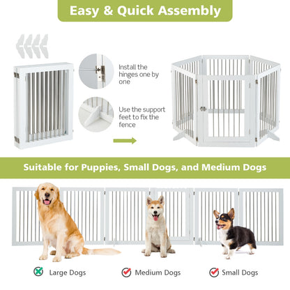Freestanding 6-Panel Dog Gate with Stainless Steel for Pet
