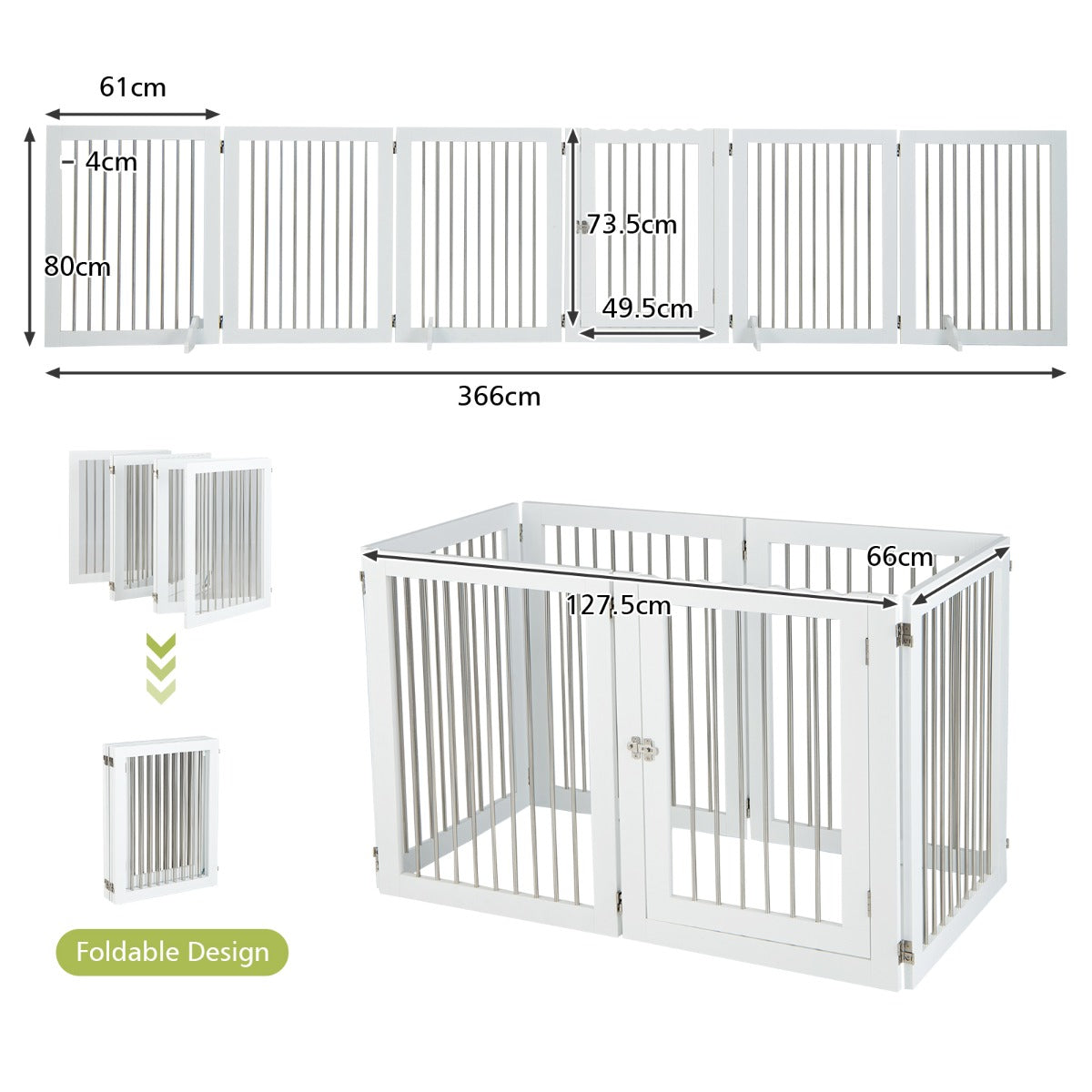 Freestanding 6-Panel Dog Gate with Stainless Steel for Pet