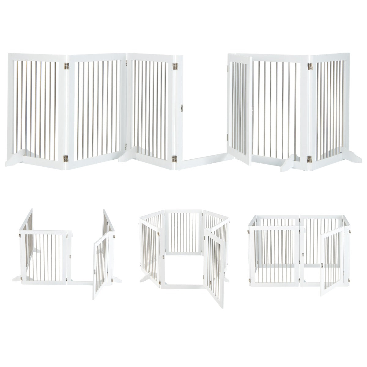 Freestanding 6-Panel Dog Gate with Stainless Steel for Pet