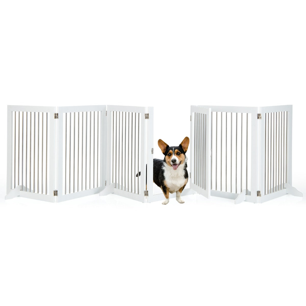 Freestanding 6-Panel Dog Gate with Stainless Steel for Pet