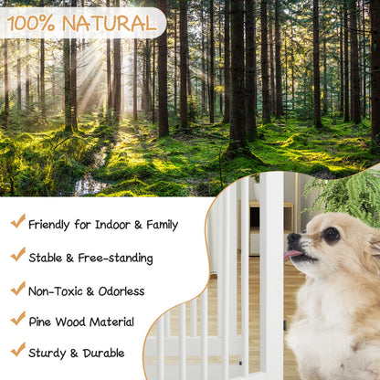 4 Panel Folding Dog Fence with Walk Through Door-White