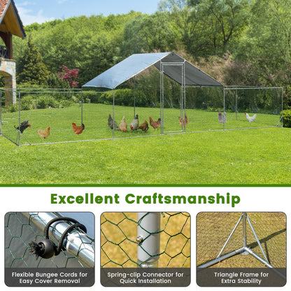Extra Large Metal Chicken Coop with Waterproof & Sun-proof Cover