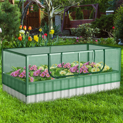 Galvanized Raised Garden Bed with Mini Greenhouse Cover for Herbs, Vegetables, Fruits