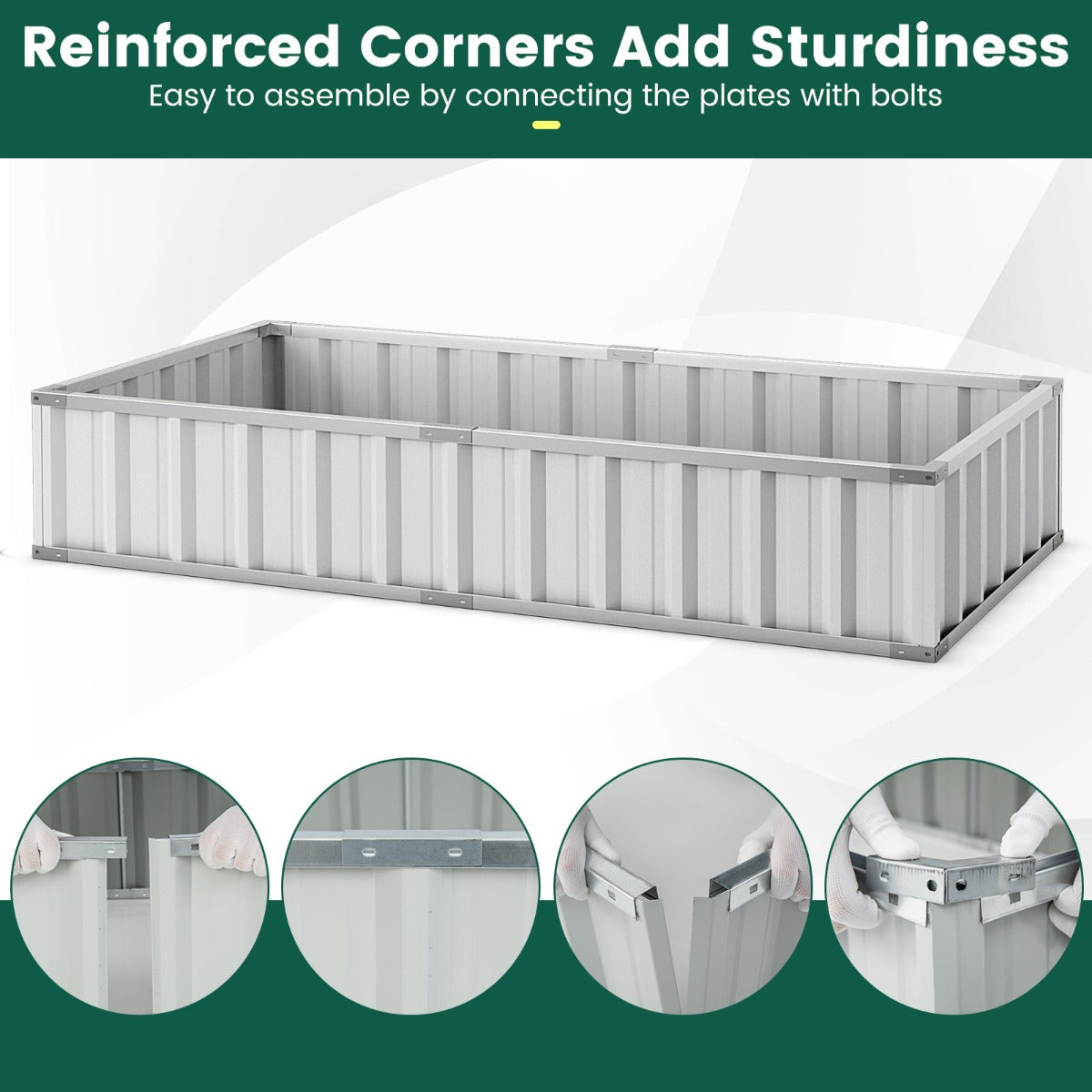 Galvanized Raised Garden Bed with Mini Greenhouse Cover for Herbs, Vegetables, Fruits