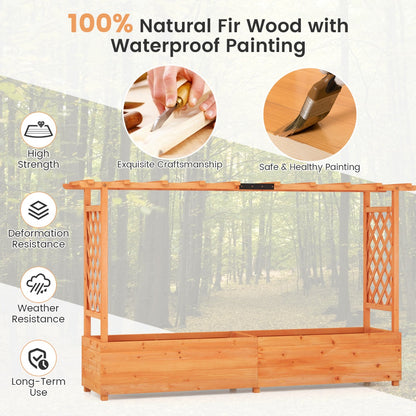 Costway Raised Garden Bed with Arch Trellis for Vine Climbing Plant Flower-M
