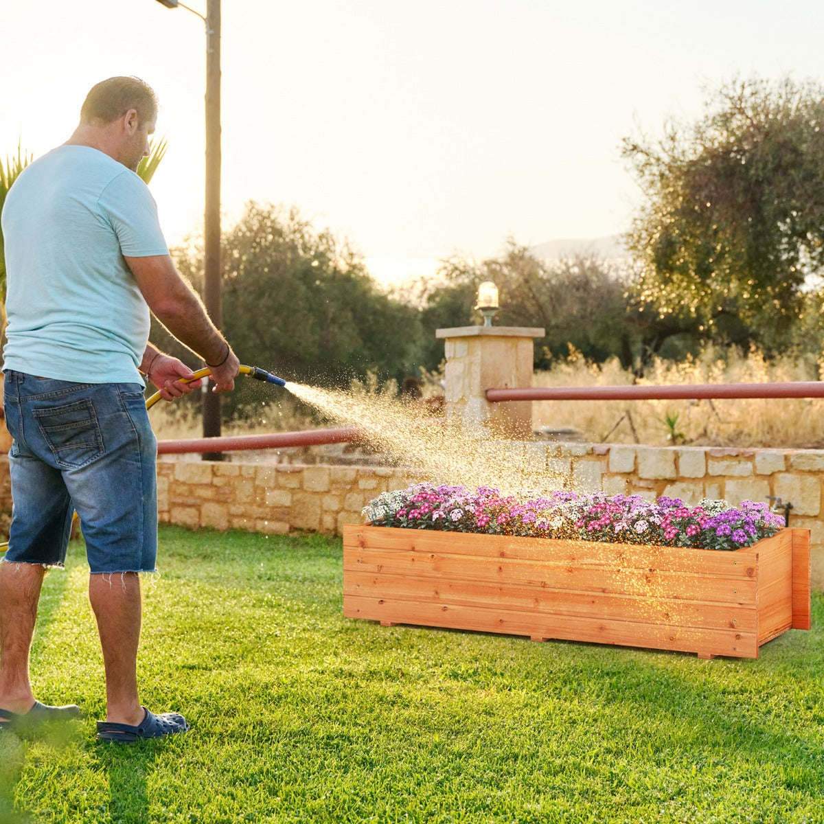 Raised Garden Bed with Drainage Holes for Vegetables, Fruits, Herbs
