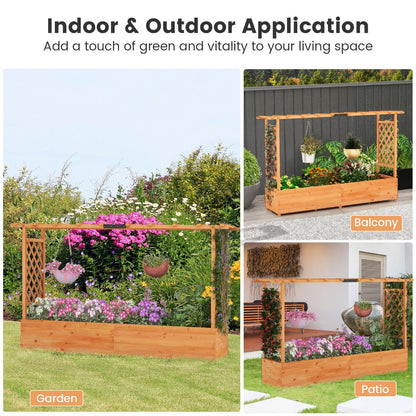 Raised planter features drainage holes and removable bottom panels for healthy roots and flexible gardening