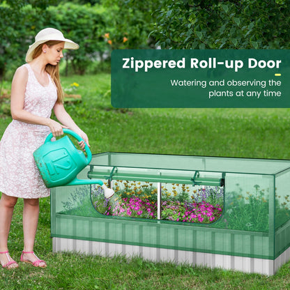 Galvanized Raised Garden Bed with Mini Greenhouse Cover for Herbs, Vegetables, Fruits