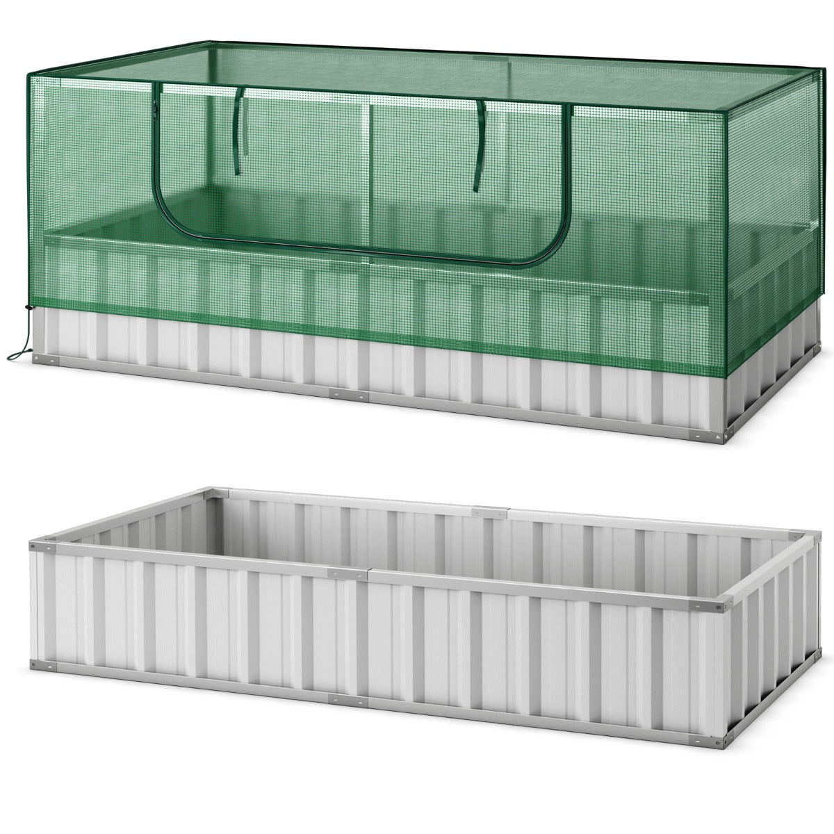 Galvanized Raised Garden Bed with Mini Greenhouse Cover for Herbs, Vegetables, Fruits