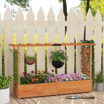 Costway Raised Garden Bed with Arch Trellis for Vine Climbing Plant Flower-M