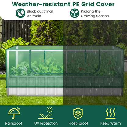 Galvanized Raised Garden Bed with Mini Greenhouse Cover for Herbs, Vegetables, Fruits