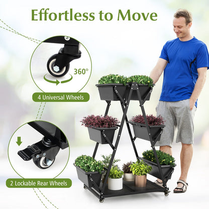 Four universal wheels make the freestanding planter easy to move around patios and balconies