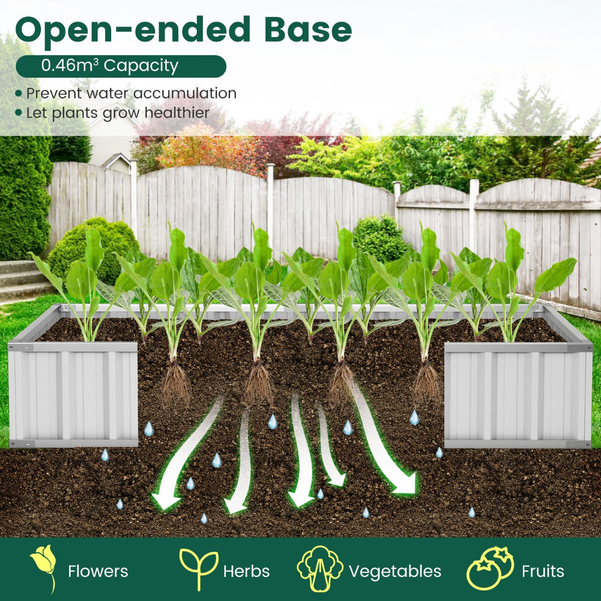 Galvanized Raised Garden Bed with Mini Greenhouse Cover for Herbs, Vegetables, Fruits