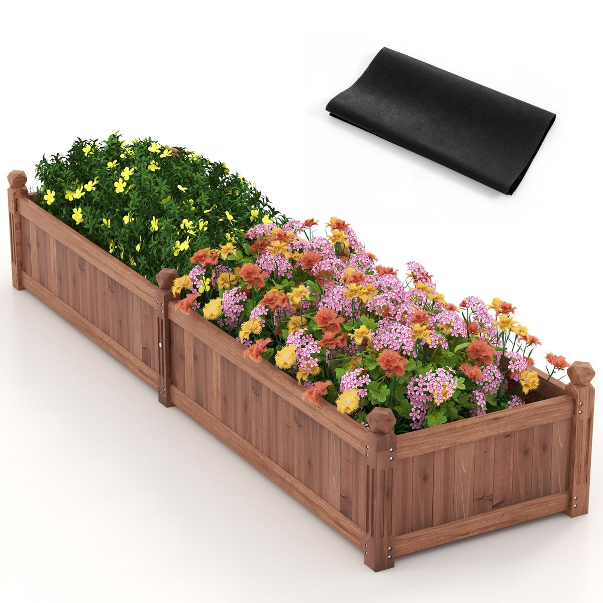 Weather-resistant wooden planter adds vintage charm to gardens, yards, lawns and patios