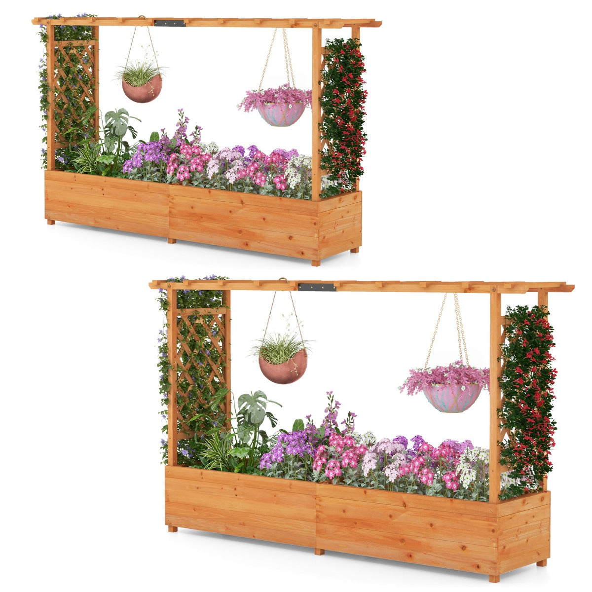 Numbered parts and illustrated instructions make this wooden raised garden bed easy to assemble