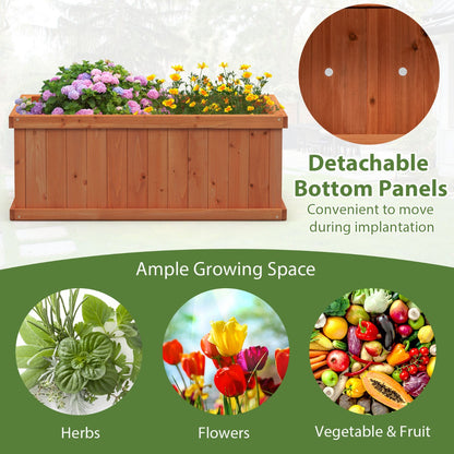 Costway Raised Garden Bed with 4 Drainage Holes-Natural