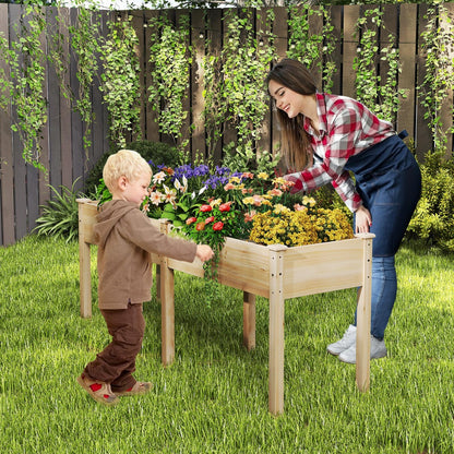 Raised Garden Bed with Legs Elevated Planter Box with Divider-Natural