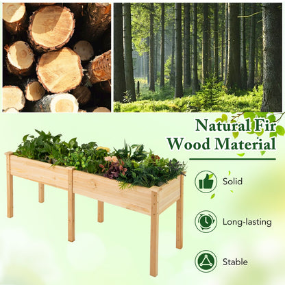 Raised Garden Bed with Legs Elevated Planter Box with Divider-Natural