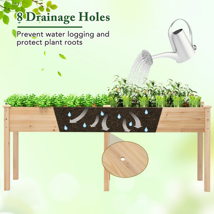 Raised Garden Bed with Legs Elevated Planter Box with Divider-Natural