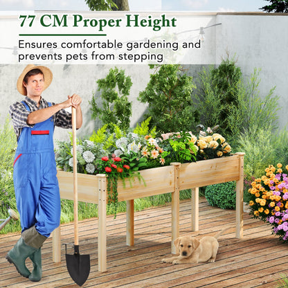Raised Garden Bed with Legs Elevated Planter Box with Divider-Natural