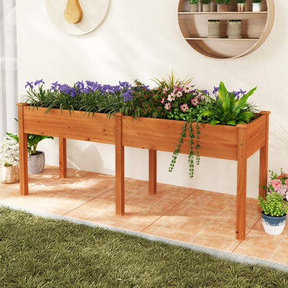 Raised Garden Bed with Legs Elevated Planter Box with Divider-Yellow