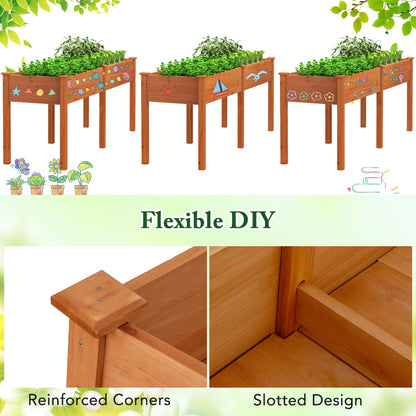 Raised Garden Bed with Legs Elevated Planter Box with Divider-Yellow