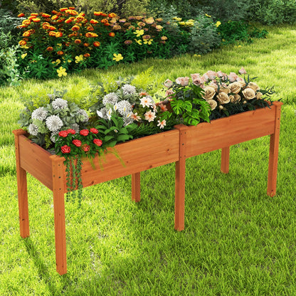Raised Garden Bed with Legs Elevated Planter Box with Divider-Yellow