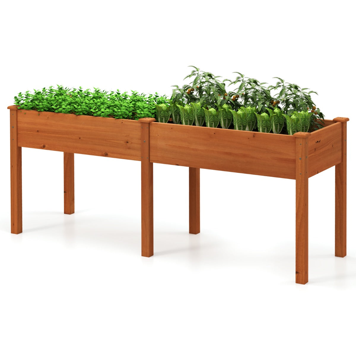 Raised Garden Bed with Legs Elevated Planter Box with Divider-Yellow
