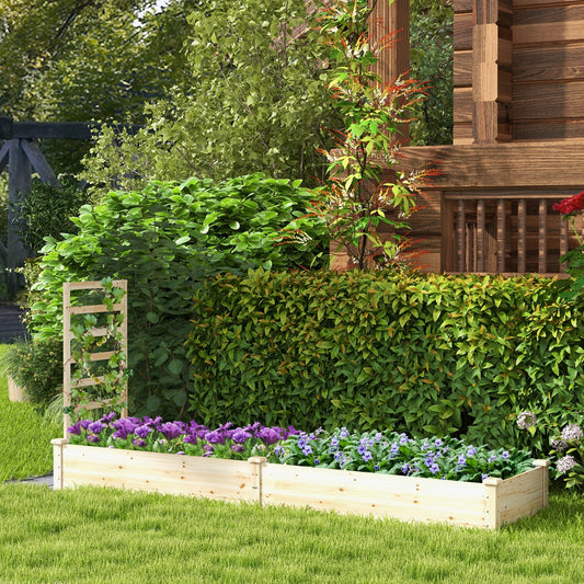 Costway Raised Garden Bed with Planter Box and Trellis for Garden Patio-Natural