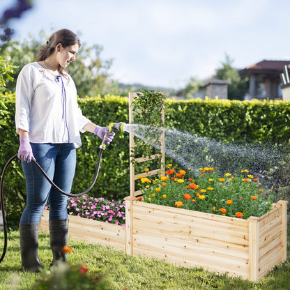 Costway Raised Garden Bed with Trellis Open-ended Bottom for Backyard Garden Lawn