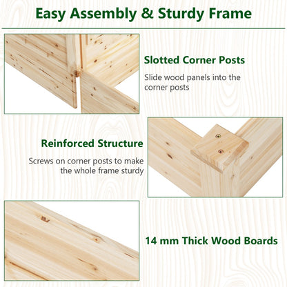 Costway Raised Garden Bed with Trellis Open-ended Bottom for Backyard Garden Lawn