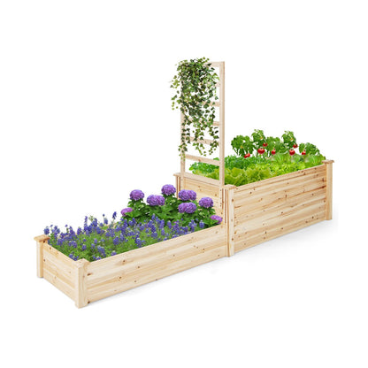 Natural fir wood garden planter with 14 mm boards and reinforced corners for durability