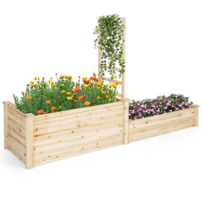 Costway Raised Garden Bed with Trellis Open-ended Bottom for Backyard Garden Lawn