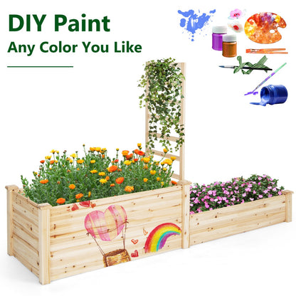 Costway Raised Garden Bed with Trellis Open-ended Bottom for Backyard Garden Lawn