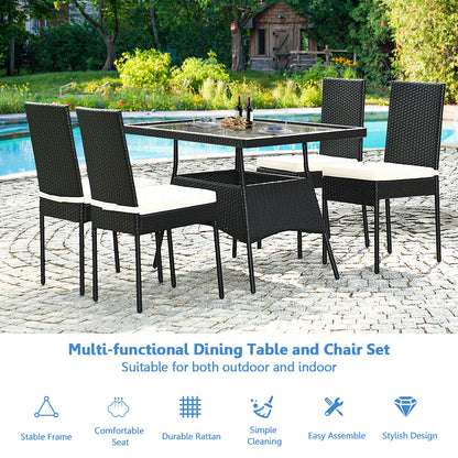 Tempered glass tabletop offers a smooth, spacious surface that is easy to wipe clean after meals