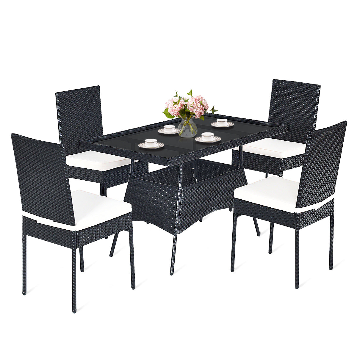 Weather-resistant PE rattan breathes well and withstands outdoor conditions in warm weather
