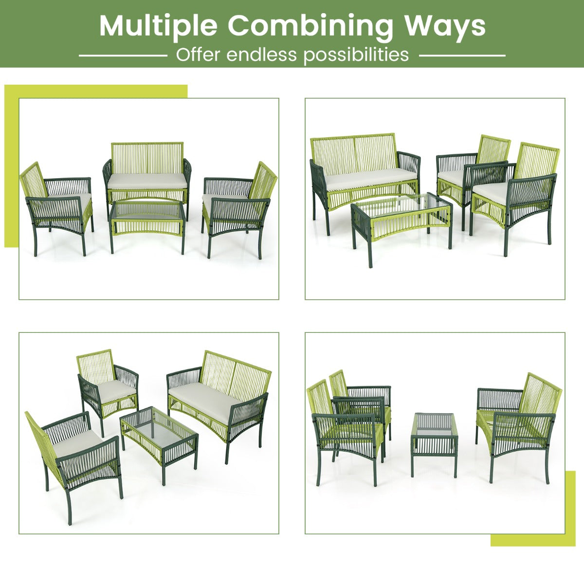 Four silicone suction cups help secure the glass tabletop firmly to the coffee table frame