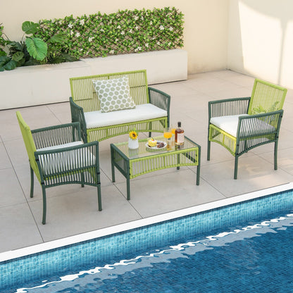 Curved armrests and high backrests provide ergonomic comfort during extended outdoor seating