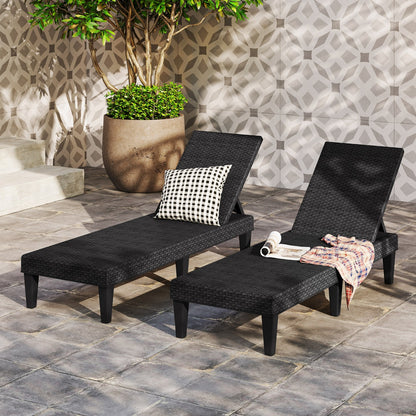 3-Position Reclining Chair with Waterproof Rattan Textured PP Surface-Black