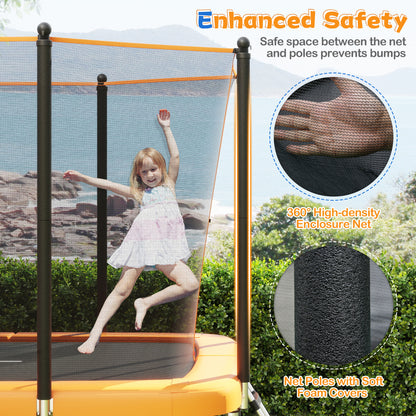Rectangle Outdoor Trampoline 10 x 8 FT Heavy-Duty Trampoline-Orange