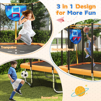 Rectangle Outdoor Trampoline 10 x 8 FT Heavy-Duty Trampoline-Orange