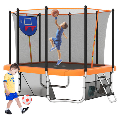 Rectangle Outdoor Trampoline 10 x 8 FT Heavy-Duty Trampoline-Orange