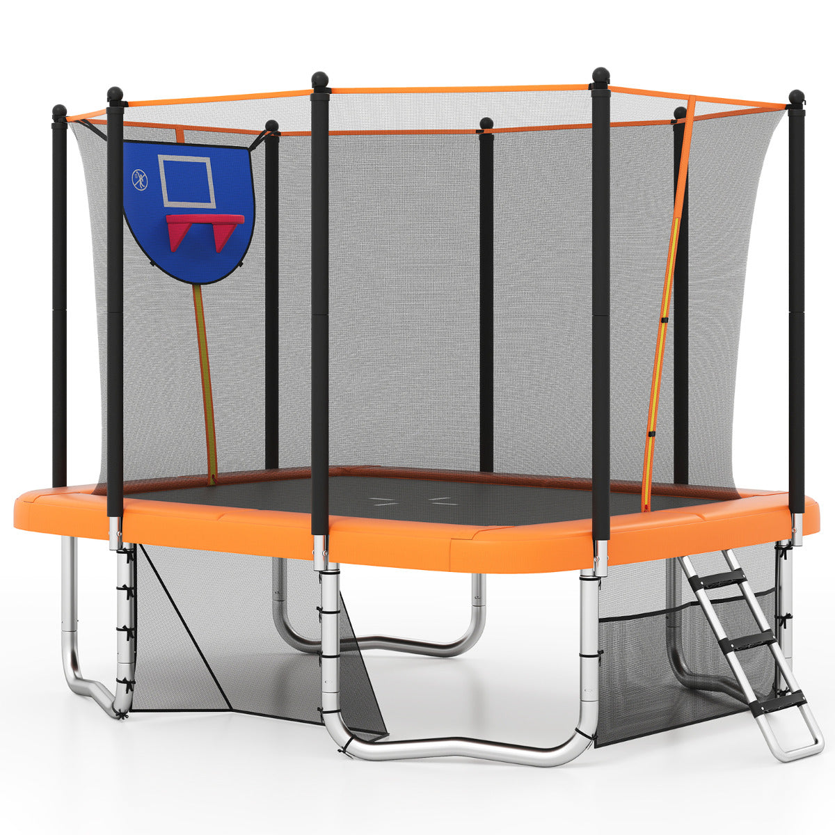 Rectangle Outdoor Trampoline 10 x 8 FT Heavy-Duty Trampoline-Orange