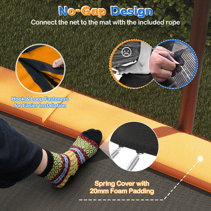Rectangle Outdoor Trampoline 10 x 8 FT Heavy-Duty Trampoline-Orange